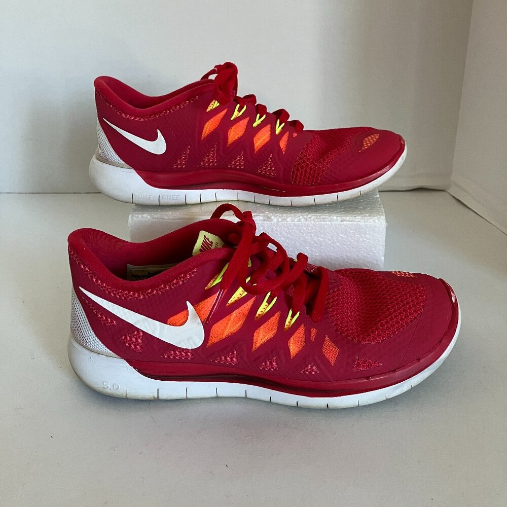 Nike 642199-601 Free 5.0 Breathe Womens Sz 7.5  Running Shoes Crimson Red White.